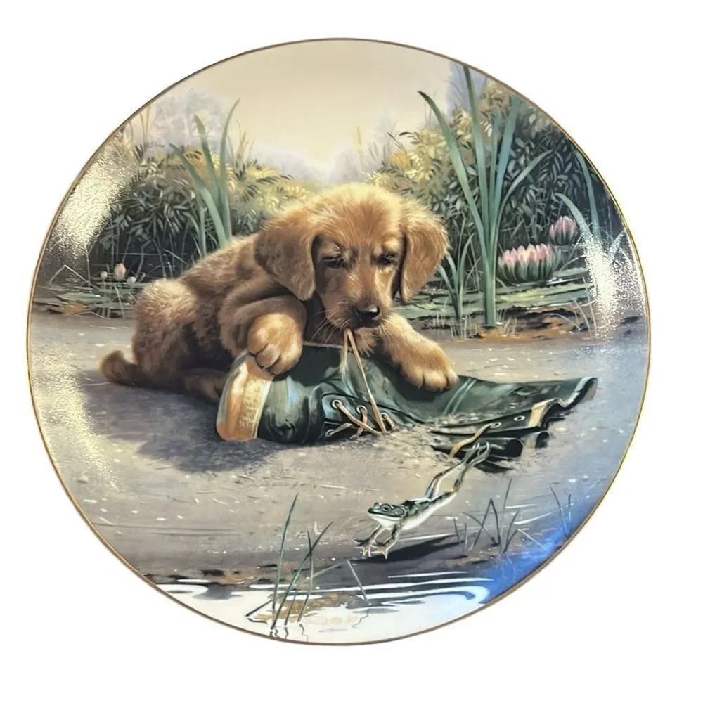 NEW Jim Lamb Puppy Playtime Catch Of The Day 8 1/2” Plate